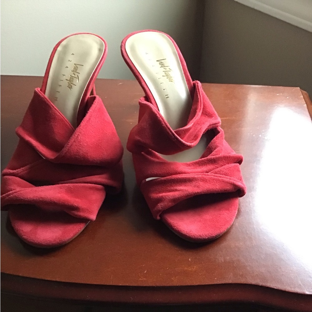 Red Suede Sandal from Lord and Taylor 424 Fifth Brand